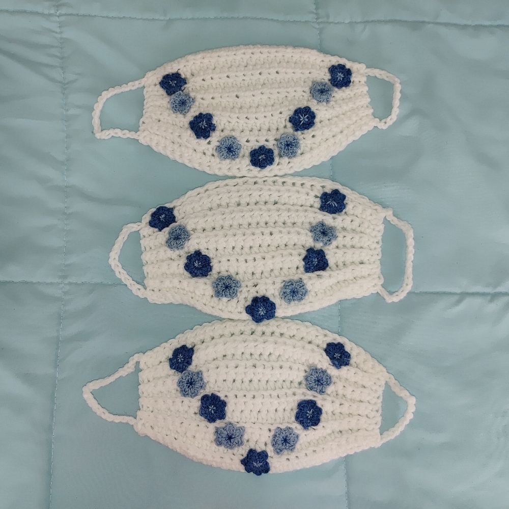 Floral White Handmade Crochet Face Mask